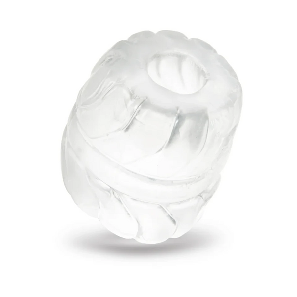 b-Vibe Stretch-Tech Barrel clear cock ring shown from a front hero angle