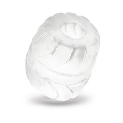 b-Vibe Stretch-Tech Barrel clear cock ring shown from a front hero angle