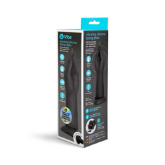 b-Vibe Vibrating Silicone Fisting Dildo in black packaging showing product front view