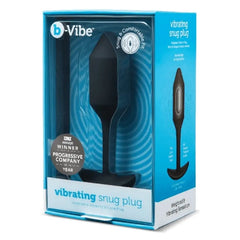 b-Vibe Vibrating Snug Plug 2 black silicone in award-winning packaging with product details
