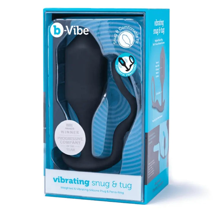 b-Vibe Vibrating Snug & Tug XL weighted silicone plug and cock ring in retail box