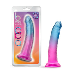 B Yours Beautiful Sky 7-inch dildo in blue-to-pink gradient with retail packaging