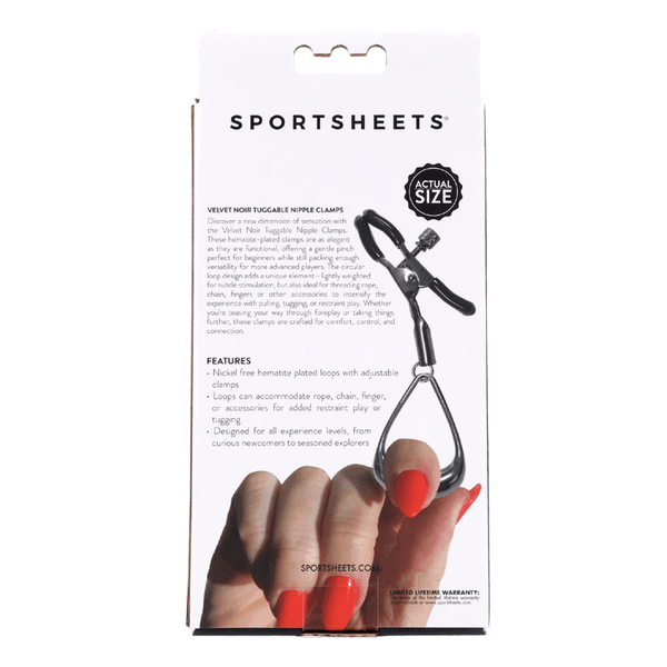 Sportsheets Velvet Noir Tuggable Nipple Clamps - Dreamy Desire