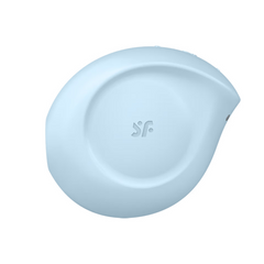 Back angle of the Sugar Rush air pulse stimulator revealing smooth silicone and control button