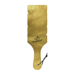 Back view of the Daddy Paddle showing gold faux leather finish and Wood Rocket logo