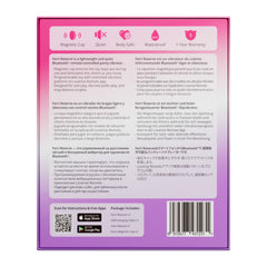 Back of Ferri Reserve box showing multilingual features, icons for waterproof and quiet operation
