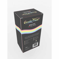 Back of Gender Fluid Excite plug box showing materials list and phthalate-free product details