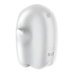 Back view of Glowing Ghost showing magnetic charging pins and Satisfyer SF branding detail