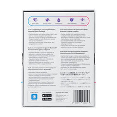 Back of Gush product box showing multilingual features, package contents, and app sync icons