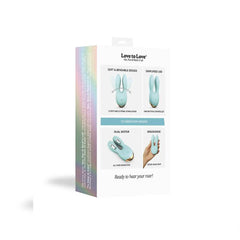 Back of Hear Me box detailing soft bendable design, dual motor, 10 vibration modes, and ergonomic grip