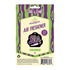 Back of High AF Air Freshener package displaying fresh mint scent label and usage instructions