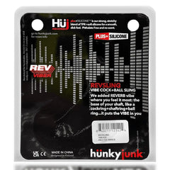 Back of Hunkyjunk REVSLING packaging showing product details and plus-silicone material info