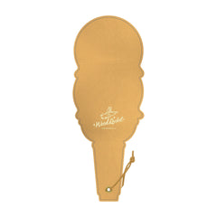 Back view of the Ice Cream Paddle showing tan pebbled faux leather and Wood Rocket logo