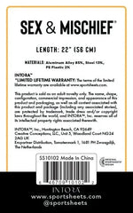 Back label showing 22-inch length and aluminum alloy, steel, and PE plastic material breakdown