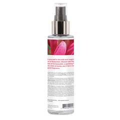 Back label of Coochy Seduction Body Mist showing ingredients and honeysuckle scent details