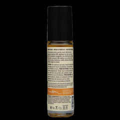 Back label of Earthly Body roll-on perfume showing directions, cautions, and ingredients