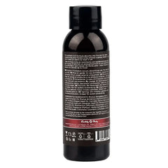 Back label of Hemp Seed Massage & Body Oil showing multilingual directions and ingredient list