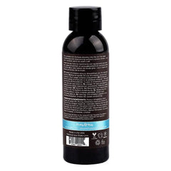 Back label of Hemp Seed Massage Oil listing multilingual directions and natural ingredients