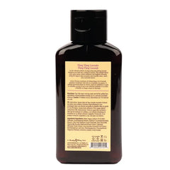 Back label of Hemp Seed at Night Bubble Bath showing ingredients and bilingual directions
