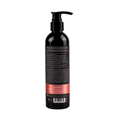 Back label of Hemp Seed Shower Gel showing bilingual ingredients and pump dispenser