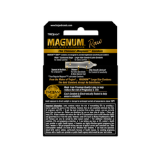 Back label of Magnum Raw 3-pack showing wider contoured shape and lubricant details