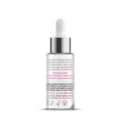 Back label of Simply Timeless Arousal Serum listing hyaluronate and vitamin E ingredients
