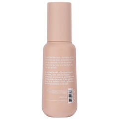 Back label of Sun Kissed Mist detailing buttercream jasmine vanilla and sandalwood scent notes