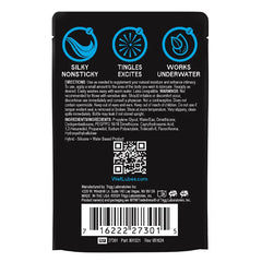 Back label of Wet Tingling Lubricant showing ingredients, directions, and silky nonsticky icons