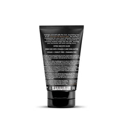 Back label of Wicked Coconut lube showing vegan, cruelty-free and paraben-free details
