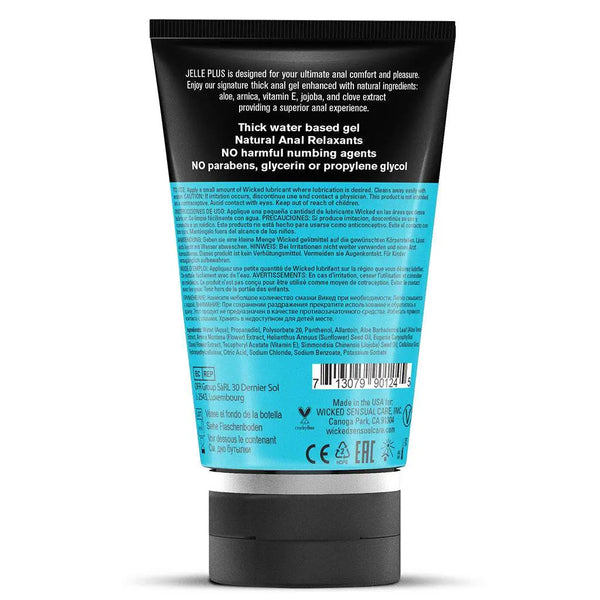 Back label of Wicked Jelle Plus showing key ingredients and no paraboles formula