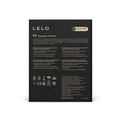 Back of LELO F2S packaging listing features, app connectivity, and multilingual details