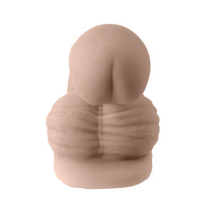 Back view of the light TPE packer displaying natural textured folds and rounded glans detail