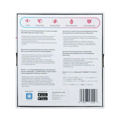 Back of Lovense Gemini box showing multilingual features, specifications, and barcode