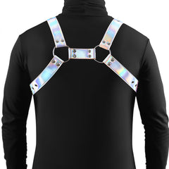 Back view of NS Novelties Rogue harness showing adjustable crossback strap and O-ring detail