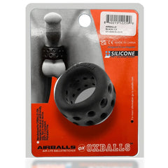 Back of Oxballs Airballs packaging with barcode, CE mark, and usage compliance information