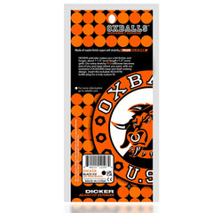 Back of Oxballs Dicker packaging showing product description and PLUS silicone material details