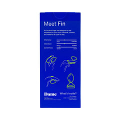 Back panel of Dame Fin packaging describing product specs and box contents