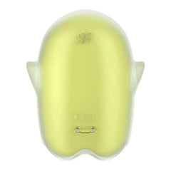 Back panel of Glowing Ghost displaying SF branding emboss and CE certification markings on pale silicone