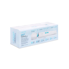 Back panel of Le Wand Classique Petite packaging displaying product specs and feature diagram