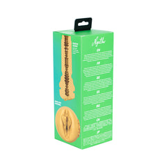 Back panel of retail box with multilingual product descriptions and internal sleeve texture diagram