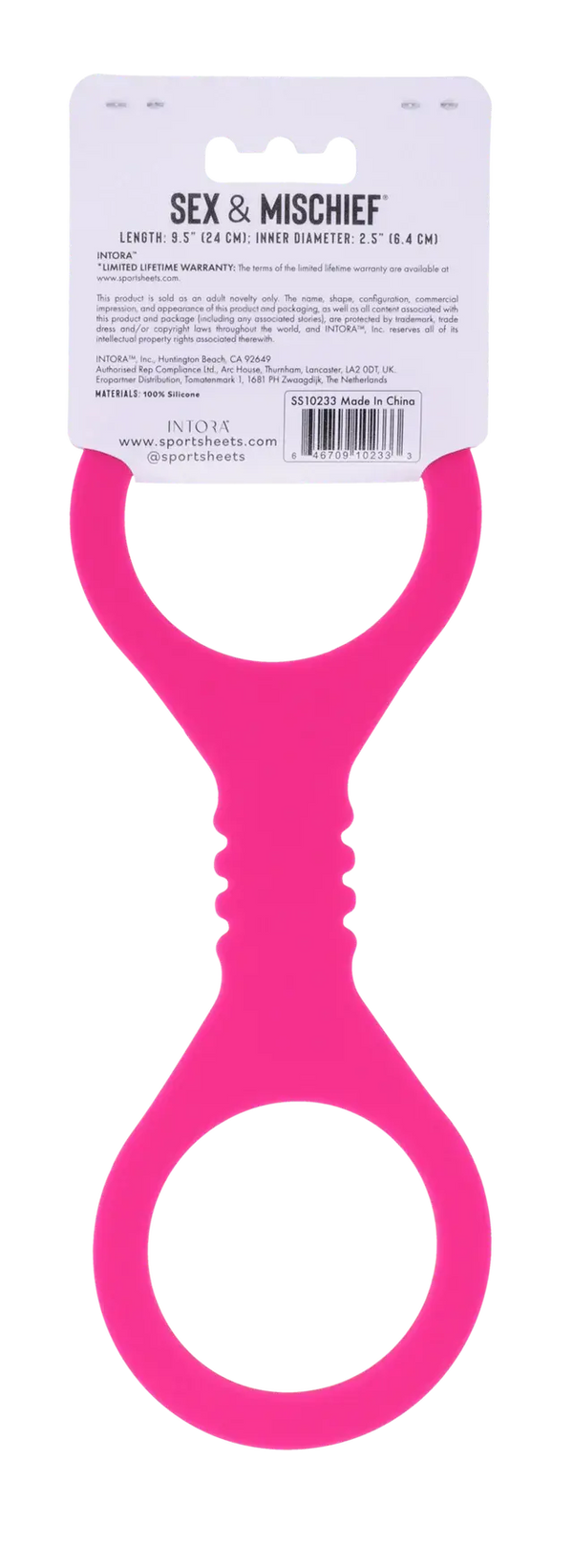 Back of retail packaging showing 9.5in length and 2.5in inner diameter specifications