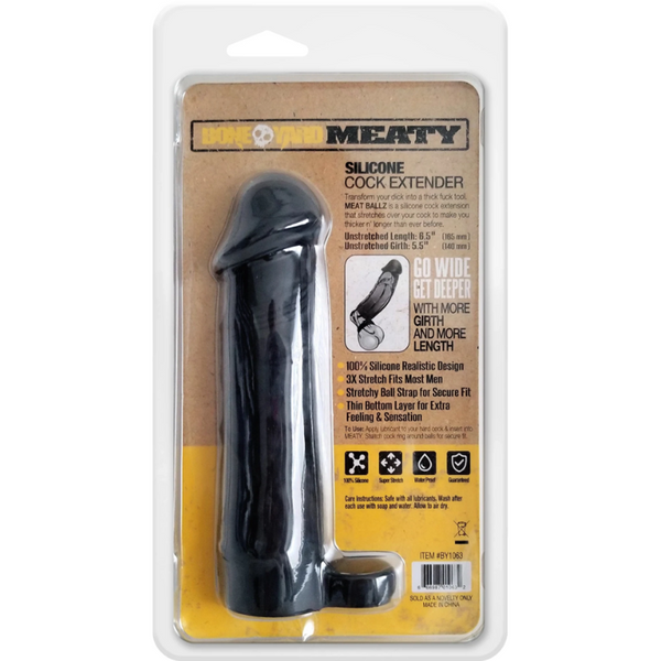Back of retail packaging displaying product dimensions and key features for the black sleeve