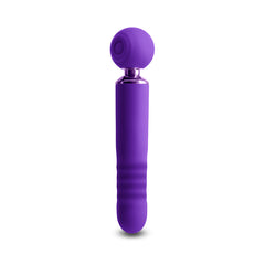 Back view of Revel Fae purple silicone wand massager showing ribbed handle detail