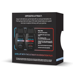 Back of Sensation Kit box with pro tips and pairing suggestions for temperature-play lubricant duo