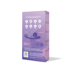 Back of SVibe Snail Curve box with feature icons, control panel diagram, and product description