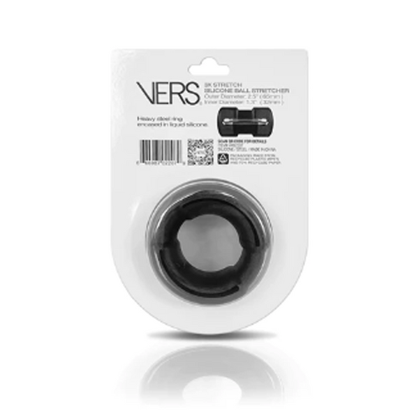 Back of VERS packaging showing outer diameter 2.5in and inner diameter 1.5in specifications