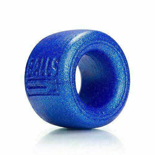 Oxballs BALLS-T ball stretcher in metallic blue liquid platinum silicone, front view