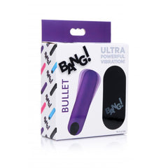 Bang! 21X Remote-Controlled Bullet Vibrator purple in branded packaging with black remote