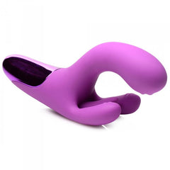 Bang! Triple Rabbit Vibrator purple showing curved G-spot shaft profile