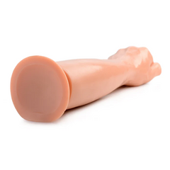 Base view of MS Fisto Clenched Fist Dildo showing firm suction cup in skin-tone PVC